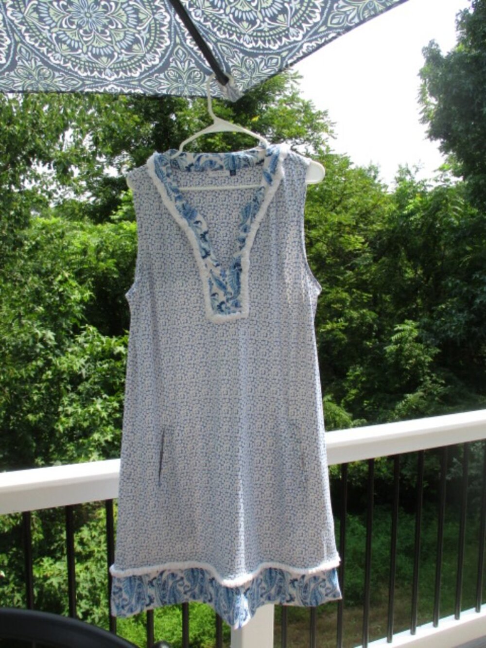 Cabana Life Xlarge Blue/White paisley Cover up w/UPF50